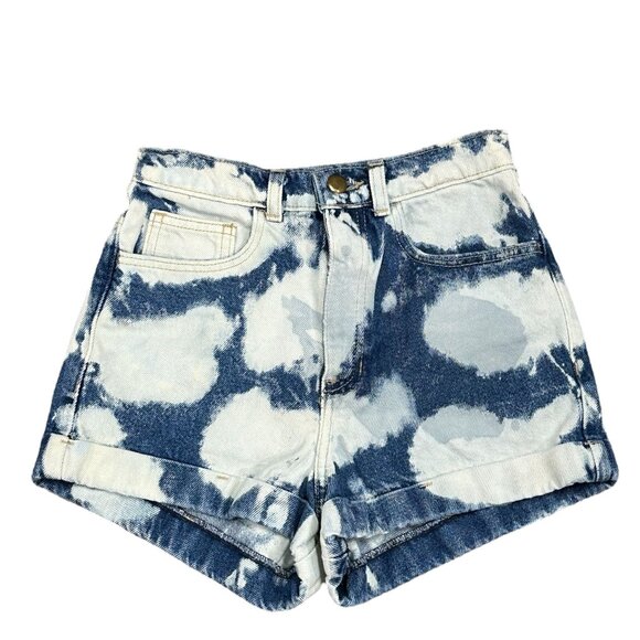American Apparel Jeans Women 25 Denim High Rise Shorts Cuffed Bleached 5 Pocket - Picture 1 of 11